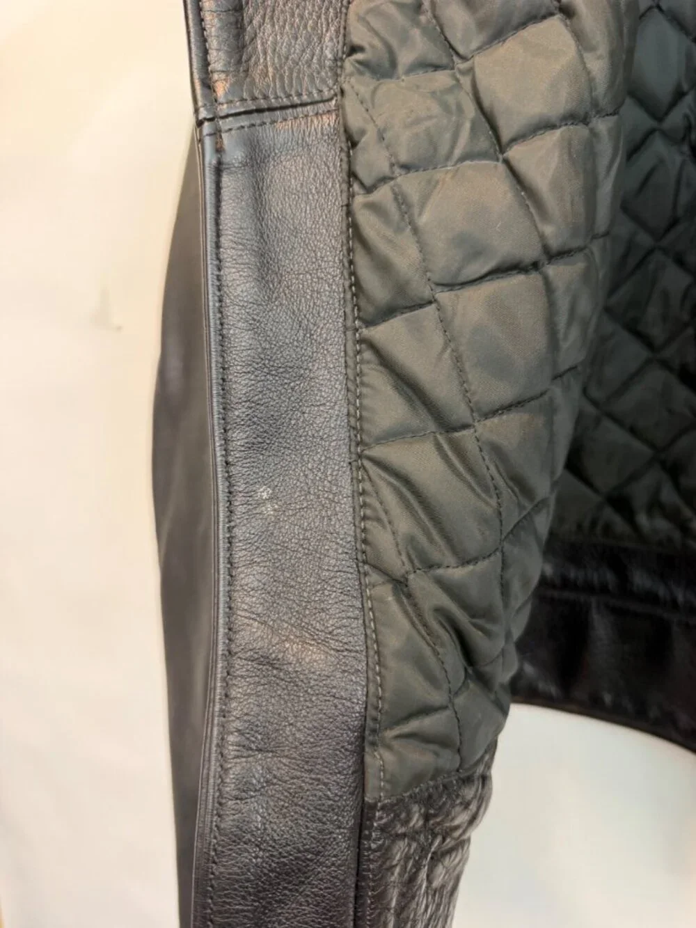 VTG Golden Bear Black Leather Moto Jacket Size 42 Scovill Zipper Quilted Liner